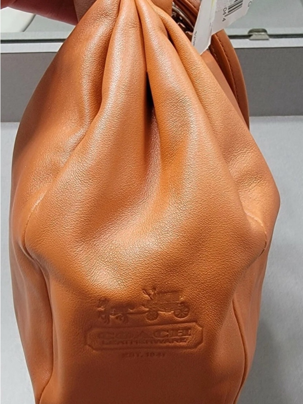 Coach Ali Hobo Tangerine Leather Shoulder Bag with Signature Charm - Picture 8 of 12